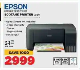HiFi Corp EPSON - Ecotank Printer - L3150 offer