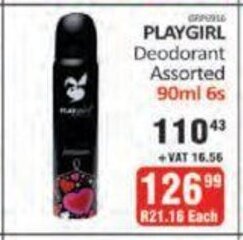 KitKat Cash and Carry Playgirl Deodorant assorted 90ml - 6s offer