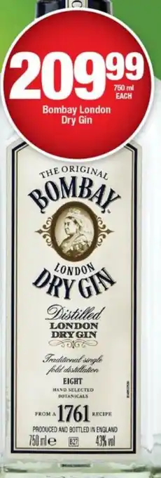 OK Liquor Bombay London Dry Gin 750ml offer