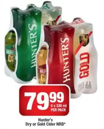 OK Liquor Hunter's Dry or Gold Cider NRB 6 x 330ml per pack offer