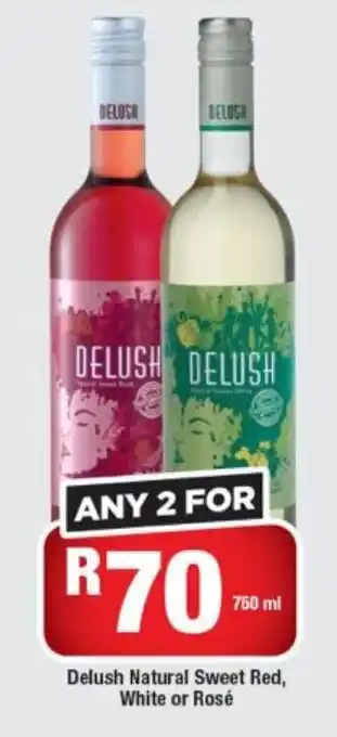 Delush Natural Sweet Red, White or Rosé 2 x 750ml