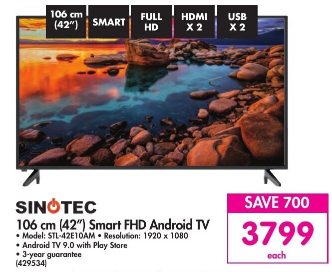 Sinotec 106cm (42") Smart FHD Android TV offer at Makro