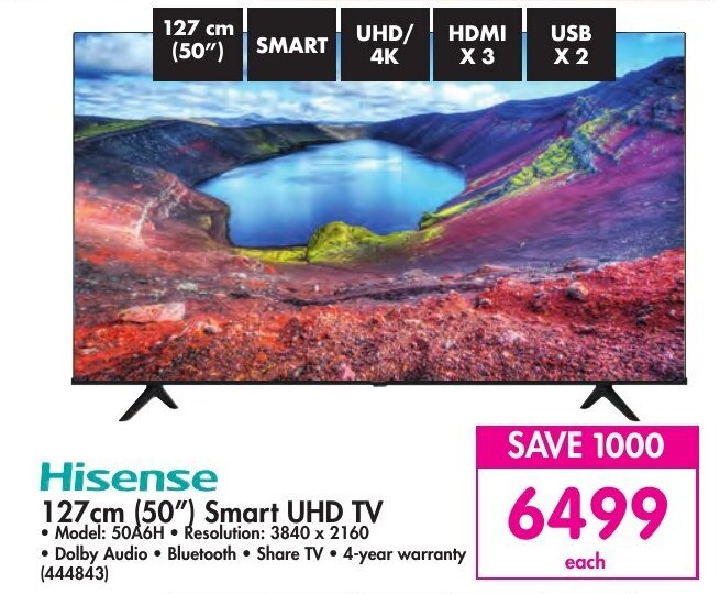 Hisense 127cm (50") Smart UHD TV offer at Makro