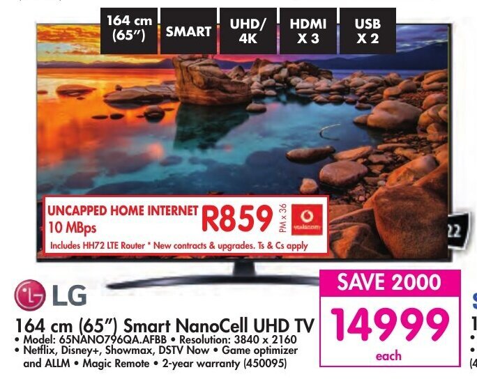 LG 164cm (65") Smart Nanocell UHD TV offer at Makro