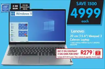 Makro Lenovo 39cm (15.6") Ideapad 3 Celeron Laptop offer