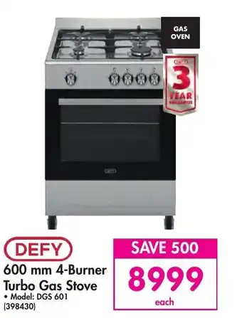 Makro Defy 600mm 4-Burner Turbo Gas Stove offer