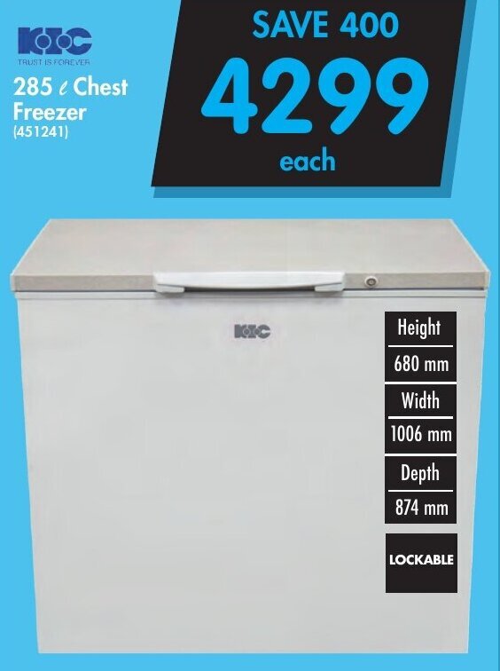 KIC 285L Chest Freezer offer at Makro