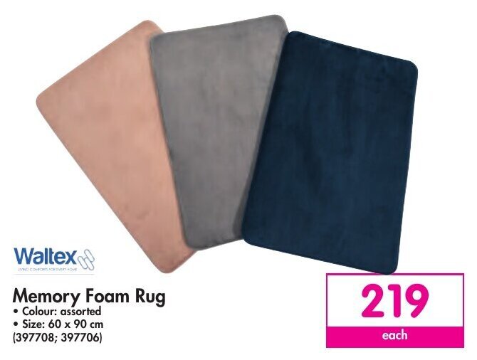 Waltex Memory Foam Rug 60 x 90cm offer at Makro