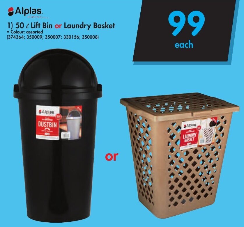 Alplas 50L Lift Bin or Laundry Basket offer at Makro