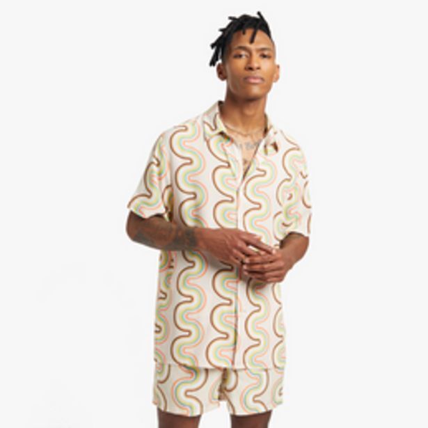Men's ecru swirl coord volley shorts offer at The FIX