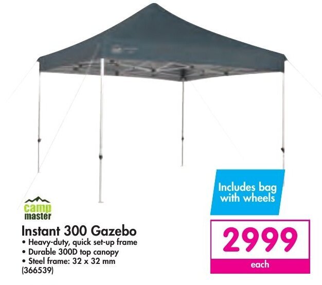 Camp Master Instant 300 Gazebo 32 x 32mm offer at Makro