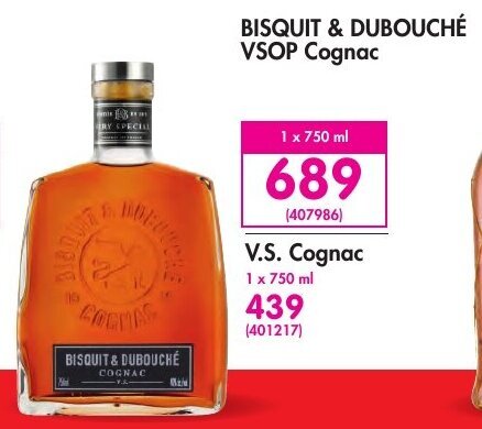 Bisquit & Dubouché VSOP Cognac 750ml offer at Makro