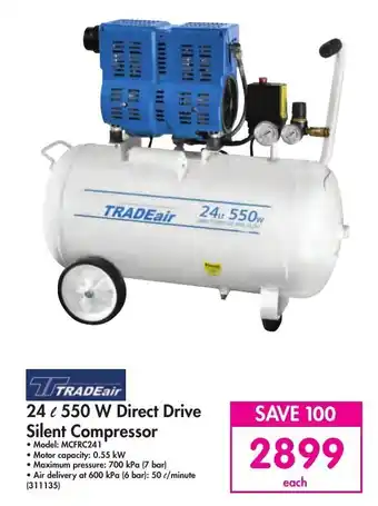 Tradeair 24L 550W Direct Drive Silent Compressor