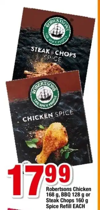 OK Grocer Robertsons Chicken 168g, BBQ 128g or Steak Chops 160g Spice Refill each offer