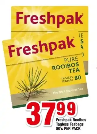 Freshpak Rooibos Tagless Teabags 80's per pack