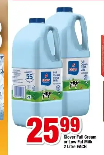 OK Grocer Clover Full Cream or Low Fat Milk 2 Litre each offer