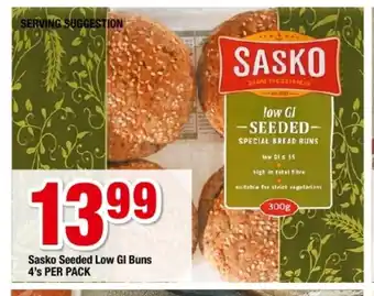 OK Grocer Sasko Seeded Low Gl Buns 4's per pack offer