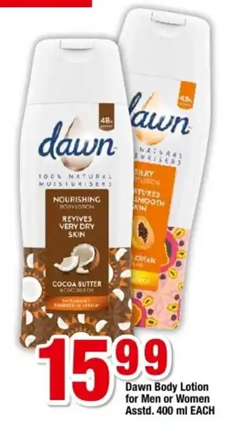 OK Grocer Dawn Body Lotion for Men or Women Asstd. 400ml each offer