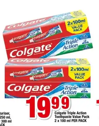 OK Grocer Colgate Triple Action Toothpaste Value Pack 2x100ml per pack offer