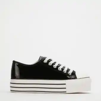 Zando Kangol flatform metallic lace up sneakers black offer