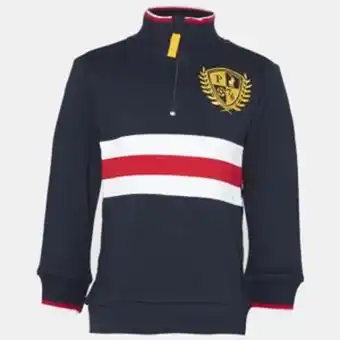 Polo boys ethan crested qtr zip sweater navy