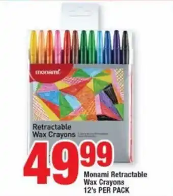 Monami Retractable Wax Crayons 12's per pack