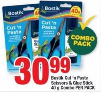 Bostik Cut'n Paste Scissors & Glue Stick 40g combo pack