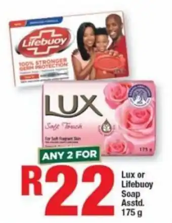 Lux or Lifebuoy Soap asstd 2 x 175g