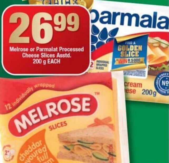 Melrose or Parmalat Processed Cheese slices asstd 200g offer at OK Foods