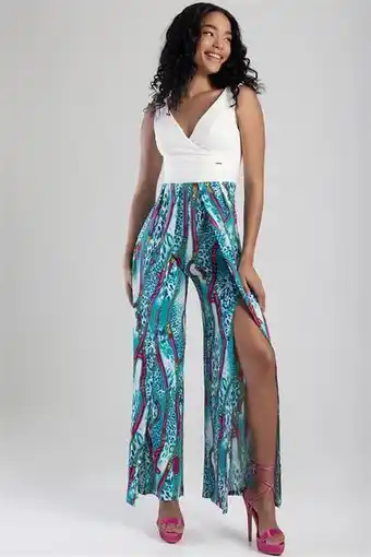 Mixed jumpsuit with front slits 