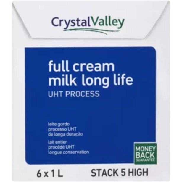 Crystal valley uht full cream long life milk 6 x 1l offer at Shoprite