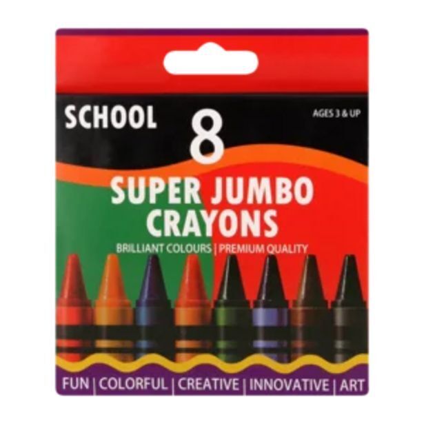 Super jumbo wax crayons 8 pack offer at Shoprite