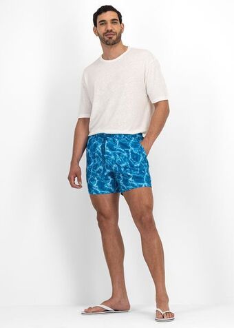 Woolworths Water print slim fit mid length swim shorts offer