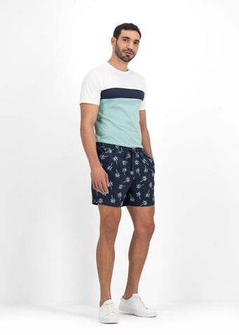 Palm tree slim fit mid length swim shorts