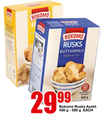 OK Foods Bokomo Rusks Asstd. 450g-500g offer