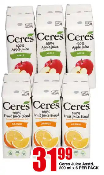 OK Foods Ceres Juice Asstd. 200mlx6 offer