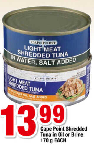 OK Foods Cape Point Shredded Tuna in Oil or Brine 170g offer