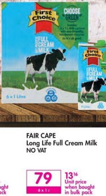 Fair Cape Long Life Full Cream Milk 6x1L