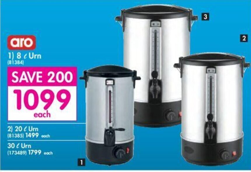 Urn 8L offer at Makro