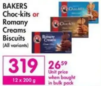 Makro Bakers Chok-Kits or Romany Creams Biscuits 12 x 200g offer