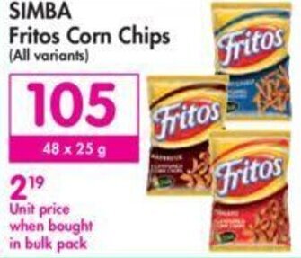 Makro Simba Fritos Corn Chips 48 x 25g offer