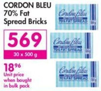 Makro Cordon Bleu 70% Fat Spread Bricks 30 x 500g offer