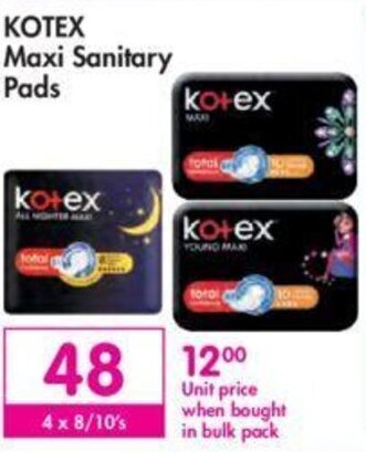 Makro Kotex Maxi Sanitary Pads 4 x 8/10's offer