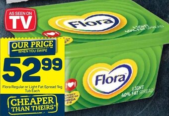 Pick n Pay Flora Regular or Light Fat Spread 1kg Tub offer
