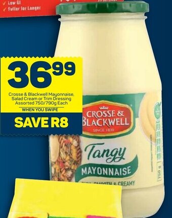 Crosse & Blackwell Mayonnaise, Salad Cream or Trim Dressing Assorted 750/790g