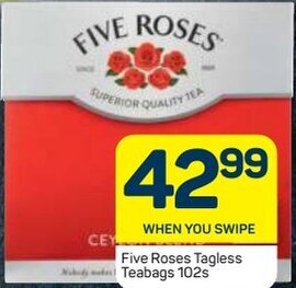 Pick n Pay Five Roses Tagless Teabags 102s offer