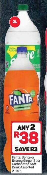 Pick n Pay Fanta, Sprute or Stoney Ginger Beer Carbonated Soft Drink Assorted 2L offer