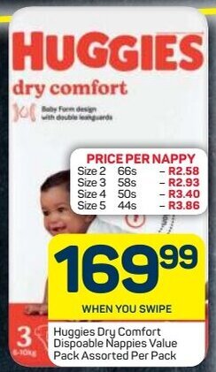 Pick n Pay Huggies Dry Comfort Disposable Nappies Value Pack Assorted offer