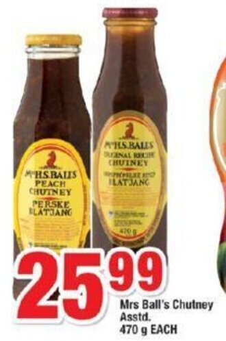 OK Foods Mrs.Ball's Chutney Asstd. 470g offer