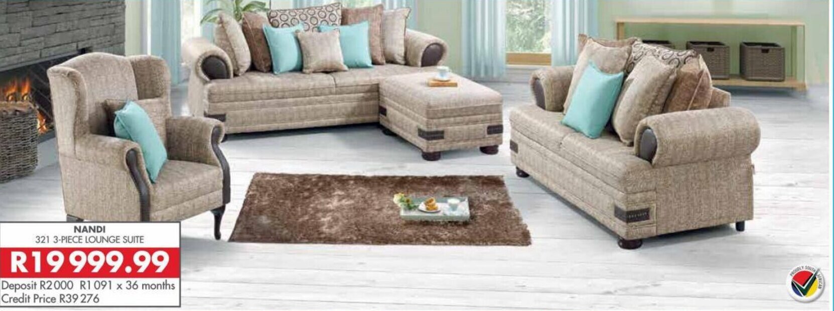 Nandi 321 3piece Lounge Suite offer at Beares